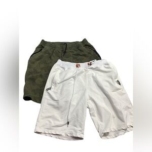 Stylish White and Olive Athletic Shorts for Men
